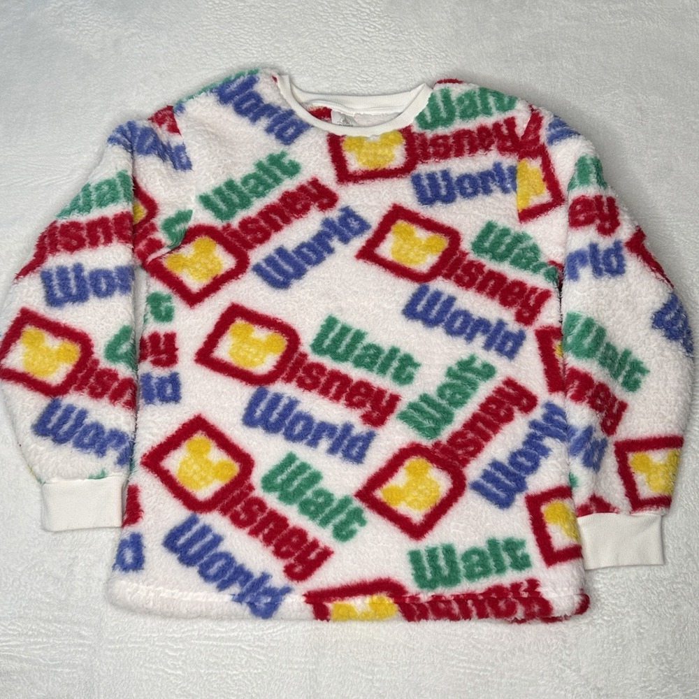 Disney Walt Disney World Fuzzy Sherpa Fleece Pullover Mickey All Over Print S